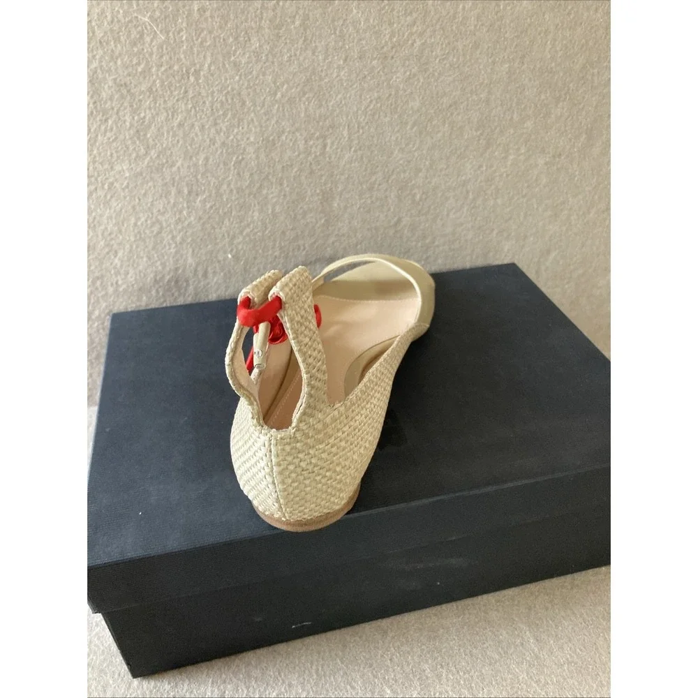 Jil Sander Raffia Woven‎ Sandals Size 35.5 New Wraparound Ankle Flat Italy $550